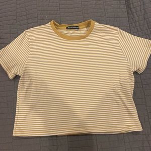 Brandy Melville mustard yellow striped T-shirt